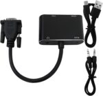 2 in 1 VGA to HDMI Adapter, VGA Male to HDMI and VGA Female with Audio (Aux Port) 1080P Converter for Computer, Laptop, TV/Monitor, Supports Dual Monitor (Black)