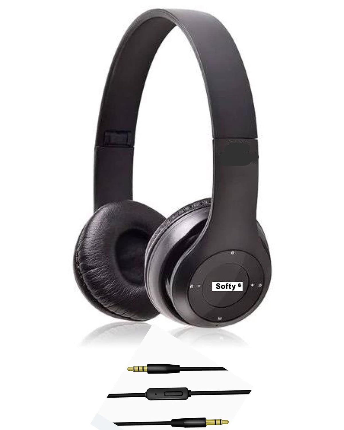 51TFfBBkqnL._SL1500_.jpg SOFTY H-500 Over_Ear 3.5Mm Wired Foldable Lightweight Stereo Wired Headphones, Deep Bass With Mic – Black - Image 1