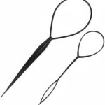 Topsy Tail Hair Styling Kit, 2 Piece Plastic French Braid Loop Tools for Women & Girls, DIY Ponytail Maker Hair Braiding Accessories, Black