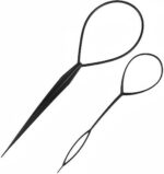 Topsy Tail Hair Styling Kit, 2 Piece Plastic French Braid Loop Tools for Women & Girls, DIY Ponytail Maker Hair Braiding Accessories, Black