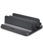 Spigen Vertical Laptop Stand with 4 Slots, Adjustable Aluminium Desk Organizer Compatible with MacBook up to 16" and All Laptops - Space Gray