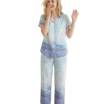 Women’s Satin Casual Printed Loungewear Set with Half Sleeves | Sleepwear for Everyday Comfort | Night Wear Collared Neck Pyjama Set