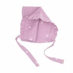 100% Cotton Muslin Double Layer Baby Caps for Newborn Boy and Girl | Baby Bonnets Caps/Hats Topi with Cute Ruffle (Pack of 3), Lilac