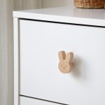 Kids Wooden Cabinet Knob Natural Beech Wood Drawer Pull Handle Furniture Knob for Kids Room, Nursery Wardrobe Dresser Drawer & Cabinet Door Decorative Wooden Handle (Single Piece) (Rabbit Shape)