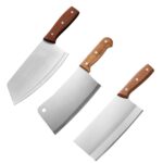 Meat Cleaver Knife, Creative Kitchenware 3Pcs Stainless Steel Kitchen Set Meat Cleaver Chopping Knives Slicing Knife Chef Knives SetProfessional Butcher Chopper Kitchen (Set of 3, G+H+I)