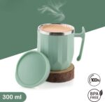 MAGIC SPOON Stainless Steel Travel Coffee Mug with Sipper Lid & Handle, Insulated Tea Cup, BPA-Free Double Wall Tumbler for Hot-Cold Beverages, Office, Home, Car- PISTA-BROWN, (Combo Pack (300ml X 2)) - Image 8