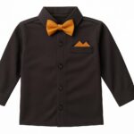 Boys Kids Formal Suspenders Outfit Set – 5-Piece Party Dress with Khaki Trousers, Black Shirt, Suspenders, Bow Tie & Cap | Suit Set For Baby Boy - Image 2
