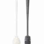Silicone Bottle Cleaning Brush Set (2 Pcs – White & Grey) | Long Handle Soft & Bendable Silicone Cup & Bottle Brush | Multipurpose Cleaner for Bottles, Glasses, Baby Bottles & Kitchenware