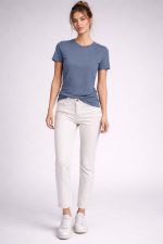 Women’s Solid Short Sleeve T-Shirt Round Neck Plain Casual Wear Top for Daily Use - Image 4