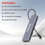 Honeywell New Launch 5-in-1 Type C Docking Station with 4K HDMI Port, USB 3.0 & 2 X USB 2.0 Ports & Type C 3.0 PD 100W, for All Type C Devices- Windows/MacBook, On-The-Go Feature - Image 2