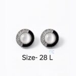 Pack of 6 Acrylic Shiny Finish Silver with Black Enamel and Zircon Buttons Diameter 18 mm,(28L) Sewing and Art and Craft Round Buttons Korean Style Boutique Design - Image 5