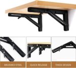 Heavy Duty Folding Shelf Brackets – Metal Collapsible Wall-Mounted Bracket for Bench, Table & Shelf | Space-Saving DIY Hinge Brackets for Home & Workshop | 1 Pair (40 Cm) - Image 3