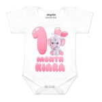 ARVESA Customised Baby Name 1 Month Baby Milestone Romper for Baby Boy and Baby Girl Cotton 0–12 Months Design no 246-1 Month