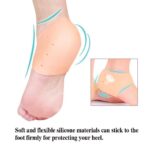 Silicone Gel Heel Pad Socks for Heel Pain Relief, Cracked Heel Protector Moisturizing Foot Sleeve, Soft Cushion Heel Cups for Dry Skin & Heel Care (1 Pair, Beige, Free Size) - Image 2