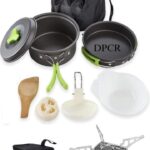 11-Piece Camping Cookware Mess Kit with Gas Stove, Lightweight Nonstick Pot & Pan Set with Spork, Bowls, Sponge & Travel Bag – Compact Outdoor Cooking Gear for Backpacking, Hiking, Scouts