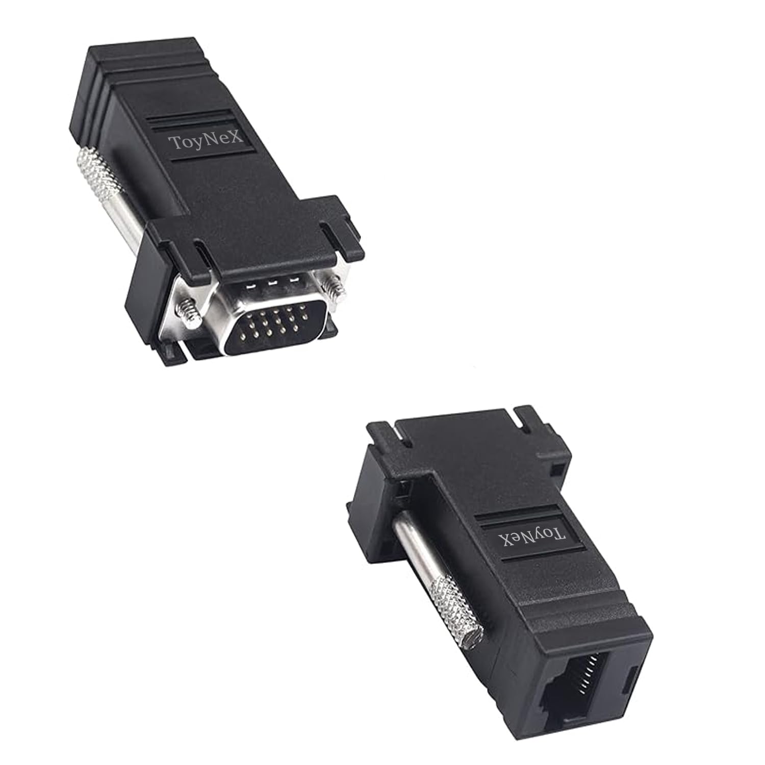 51ZF9MJVc7L._SL1500_.jpg VGA to RJ45 Converter Adapter 15-Pin Male to RJ45 Female Extender Seamless Video Transmission CAT5/CAT6 Ethernet Cable, Plug & Play Compatible with LCD TV PC Projectors Laptops.(1 Pair) - Image 1
