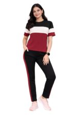 Women's Co-Ord Set | Half Sleeve Round Neck T-Shirt with Matching Track Pants | Stylish Casual Lounge Wear, Travel Wear, Gym Wear & Daily Wear Outfit for Women