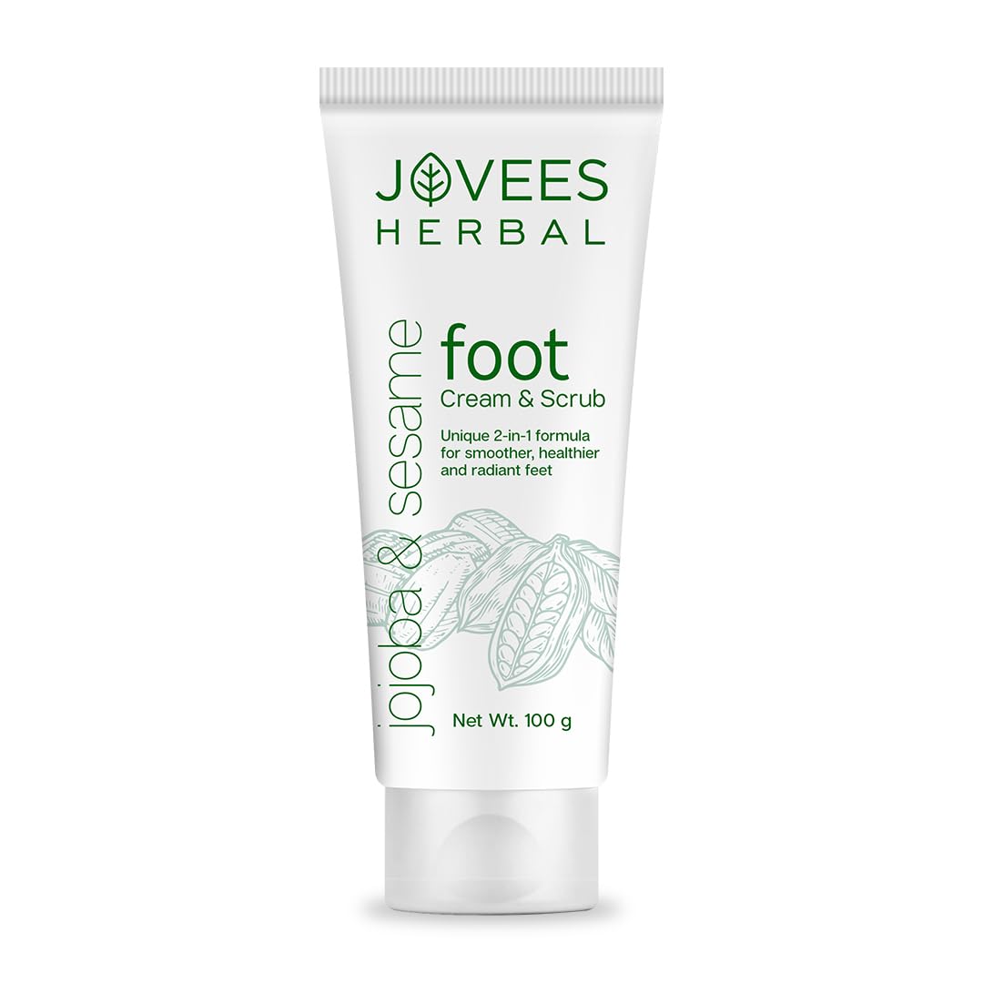 51b6VLC39bL._SL1080_.jpg Jovees Herbal Foot Care Cream & Scrub | 2-in-1 Formula for Rough, Dry & Cracked Heels | Moisturizing Heel Repair with Jojoba & Sesame | Foot Cream for Men & Women - 100g - Image 1
