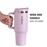 Nestasia GripSip40 Tumbler with Straw & Side Handle 1.2L | Insulated Stainless Steel Sipper Water Bottle for Adults with Dual Flip Opening Sip-Swig Leakproof Lid for Office & Gym (Lilac Haze) - Image 4