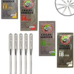 Premium Organ Art and Craft Stainless Steel Needles | Size 11, 14, 16, 18, 21 | HAx1 - 11/75, 14/90, 16/100, 18/110| Set of 05 Needles Each | Home Use Sewing Machine Needle (4 Packets) Total 20 Pcs | Type : One Side Flat