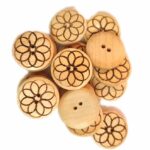 Ekta Enterprise Maple Big Size Wooden Flower Designed Button Dia. 25mm, 2 Holed Buttons for Clothing,Designer Collection of Ethnic Ware, Ladies Kurties, Sewing, DIY Art and Craft Pack of 50