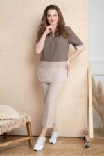 ANNI Designer Co-Ord Set for Women Viscose Solid | Top Pant Co-Ord Set | Designer Two Piece Matching Outfit | Round Neck V-Slit Elbow Sleeve Coord | Stylish Indo Western Clothing - Image 3