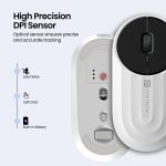 Portronics Toad 6 Bluetooth Wireless Mouse with 2.4 GHz USB Receiver, Multi-Device Pairing, Built in Battery, 1200 DPI Sensor(White) - Image 7
