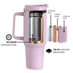 Nestasia GripSip40 Tumbler with Straw & Side Handle 1.2L | Insulated Stainless Steel Sipper Water Bottle for Adults with Dual Flip Opening Sip-Swig Leakproof Lid for Office & Gym (Lilac Haze) - Image 8