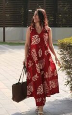 Women Printed Rayon Sleeveless Kurta Palazzo Set Ethnic Traditional Outfit Straight Kurta with Flared Comfortable Daily Use - Image 2
