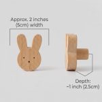 Kids Wooden Cabinet Knob Natural Beech Wood Drawer Pull Handle Furniture Knob for Kids Room, Nursery Wardrobe Dresser Drawer & Cabinet Door Decorative Wooden Handle (Single Piece) (Rabbit Shape) - Image 2