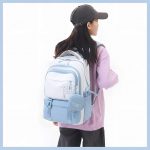 LUXONIX Cute Bow Cartoon School Bag College Laptop Backpack for Women & Teens with Zipper Pouch | 18 Inch Book Backpack - Cute Accessory | Travel - Camping, Tuition, Coaching - Image 3