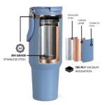 Nestasia PickSip40 Tumbler with Straw & Top Handle 1.2L | Insulated Stainless Steel Sipper Water Bottle for Adults with Dual Flip Opening Sip-Swig Leakproof Lid for Office & Gym (Blue Frost) - Image 8