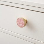 Evgor Studios Cabinet Knob with Pink Mother of Pearl Inlay, Gold Brass Finish, Round Hardware Pull for Cabinet,Chest of Drawer,sidetable etc(Pack of 2)