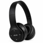 P0047 Wireless Bluetooth Headphones with Deep Bass, Foldable Design, Built-in Microphone, Adjustable Headband, Noise Isolation, Stereo Sound for Mobile, Laptop & Tablet (Multicolour). (Black)