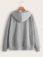 Casual Solid Full Sleeves Women Stylish Hooded Neck Fleece Zipper Hoodie for Winter - Image 3