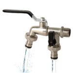 HASTHIP® Water Tap, Garden Faucet Splitter, 1 in 2 Out Zinc Alloy Hose Y-Connector, Dual Water Tap Adapter with Individual Shut-Off Valves for Garden, Lawn & Outdoor Irrigation