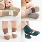 PAZIMIIK Cute Animal Face Non-Slip Grip Socks for Toddler Kids Boys Girls Warm Cozy Soft Cotton Winter Indoor Socks with Rubber Pads Non Skid Aged 1-3 Years - Image 4