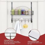 Over The Door Hook with 2 Wreath Hangers and Storage Basket, 41 CM Door Wreath Hook, Multifunctional Coat Hook for Front Door, Bathroom, Bedroom - Image 5