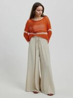 KOTTY Women's Wide-Leg Trouser|Palazzo Pants|High Waist Flowy Trousers with Drawstring|Lightweight Casual & Travel Wear|Women Trousers Pants - Image 3