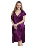 PNAEONG Satin Short Wedding Nighty for Women Bridal