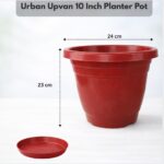 Urban Upvan Terracotta Round Flower Pots 10 Inch with Tray for Plants | Planters for Indoor & Outdoor Use | Balcony, Garden & Home Décor Gamla Pots, Pack of 2 - Image 3