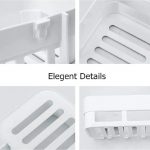 Wall Mounted Bathroom Shelf Organizer, (Pack of 2) Self-Adhesive Plastic Shower Caddy with Drain Holes, Multi-Compartment Toiletry Holder for Toothbrush and Skincare, White Storage Rack - Image 3