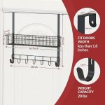 Over The Door Hook with 2 Wreath Hangers and Storage Basket, 41 CM Door Wreath Hook, Multifunctional Coat Hook for Front Door, Bathroom, Bedroom - Image 2