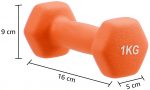 Amazon Brand - Solimo Neoprene Dumbbell 1kg, Set of 2 (Orange) - Image 3