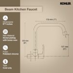 Kohler Beam Kitchen Faucet | Wall Mounted Kitchen Sink Tap | Cold-Only Single Lever Faucet with 360° Swivel | Water Saving Aerated Flow | Polished Chrome Finish | 10 Years Warranty - Image 2