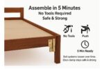Furnire Carp Sheesham Wood Single Bed Without Storage for Bedroom Home Solid Wood Palang Cot for Hotels - Honey Finish - Image 6