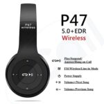 icall P47 Best Wireless Portable Gaming Headphone Microphone Stereo Card Support Bluetooth Headset (Black) - Image 2