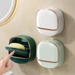 Azelf Wall Mounted Drain Soap Box for Bathroom | Non-Drill Wall Mount Magic Sticker Self Adhesive Soap Stand for Bathroom with Removable Drain Tray | Single Drawer Soap Box - Image 3