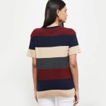Max Women's Cotton Regular Fit Striped Round Neck T-Shirt - Image 5