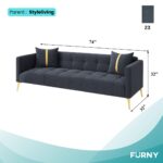Furny Styling 3 Seater Fabric Sofa Set (Dark Grey) | Soft Velvet Fabric | Modern Design | Comfortable Seating | Living Room Furniture - Image 2